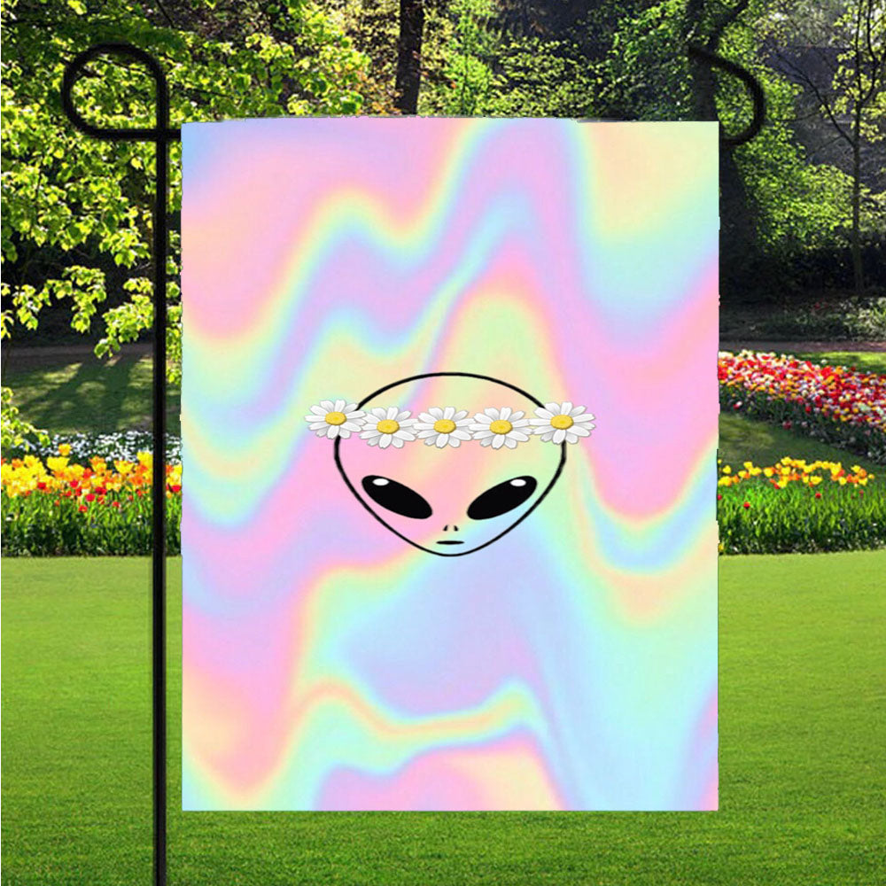 Alien Bandana Flower Holo Watercolor Garden Flags Lawn 12 X 18 Inch