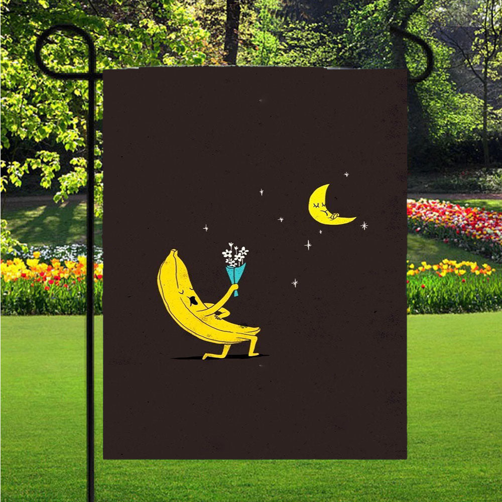 Banana Loves Moon August Garden Flags Lawn 12 X 18 Inch