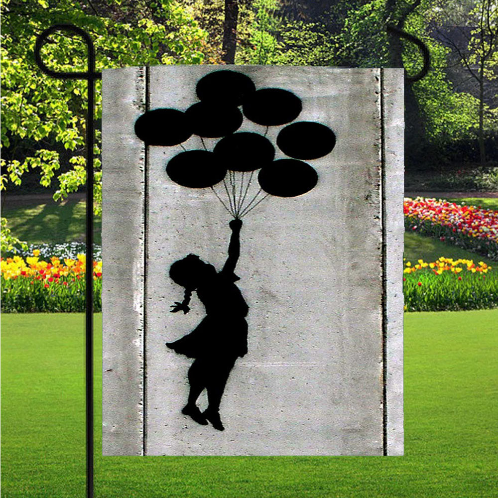 Banksy Balloon Girl Art Garden Flags Lawn 12 X 18 Inch