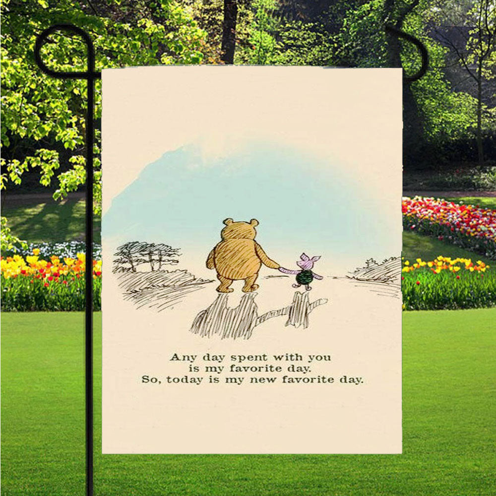 Best Friend Pooh And Piglet Art Garden Flags Lawn 12 X 18 Inch