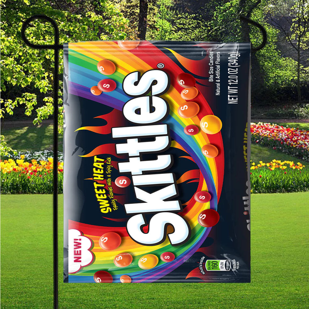 Black Sweet Heat Skittles Candy Garden Flags Lawn 12 X 18 Inch