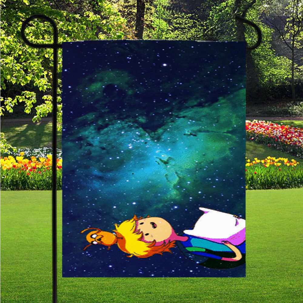 Blue Galaxy Finn And Jake Adventure Time Garden Flags Lawn 12 X 18 Inch