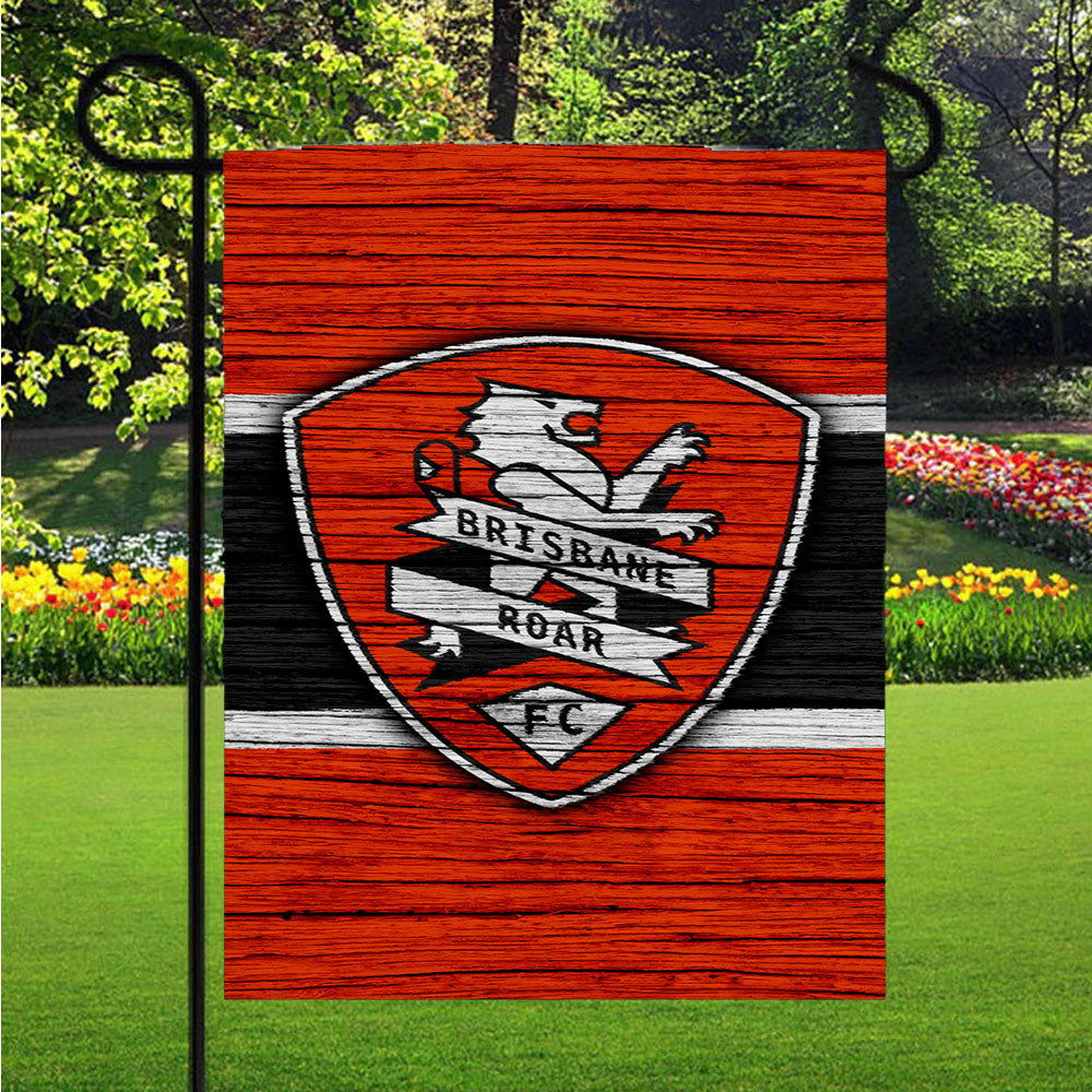 Brisbane Roar Fc Wood Logo Garden Flags Lawn 12 X 18 Inch