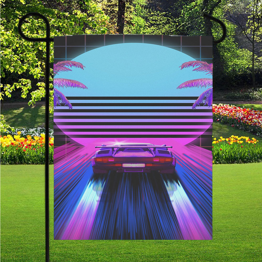 Car Retro Garden Flags Lawn 12 X 18 Inch