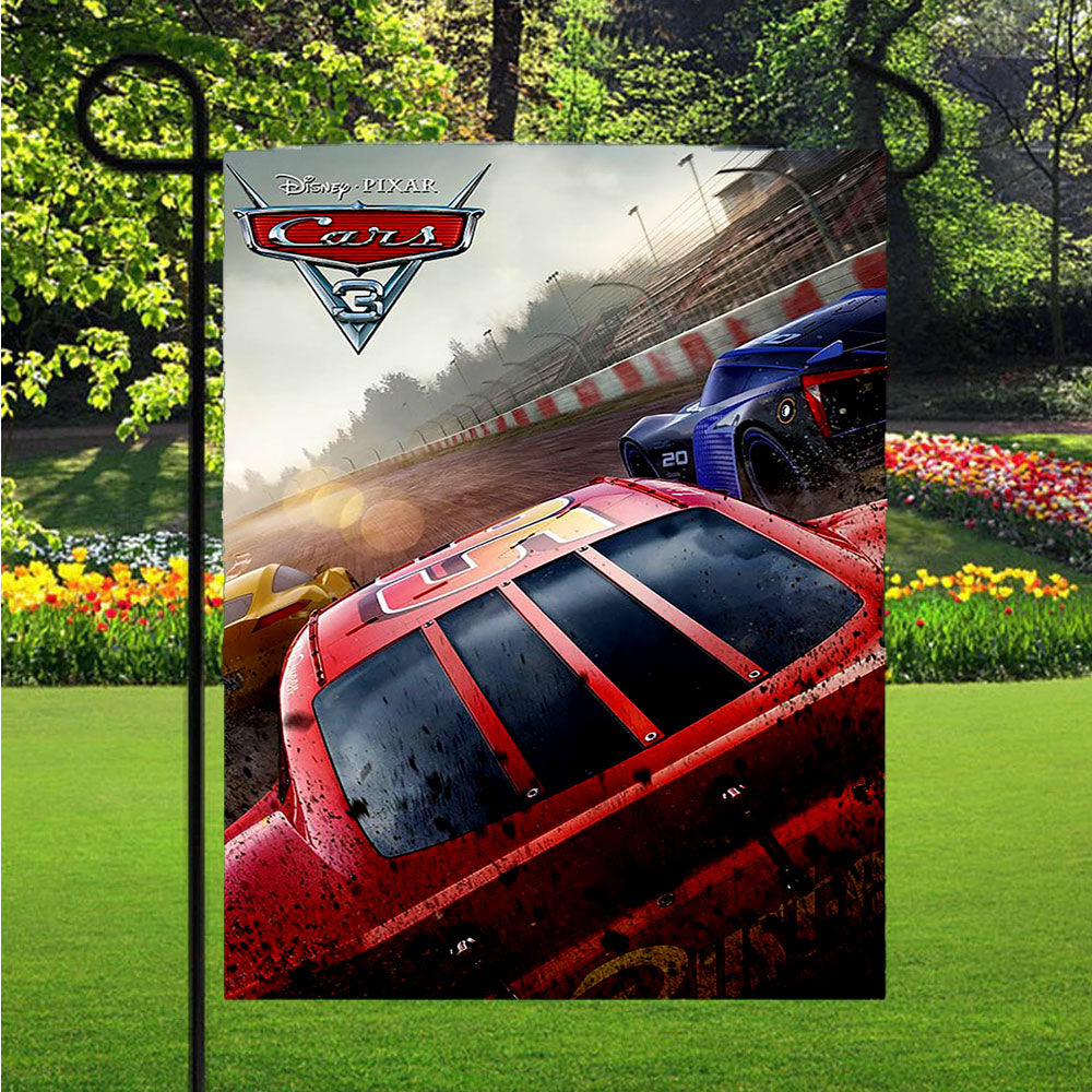Cars 3 Course Victoire Garden Flags Lawn 12 X 18 Inch