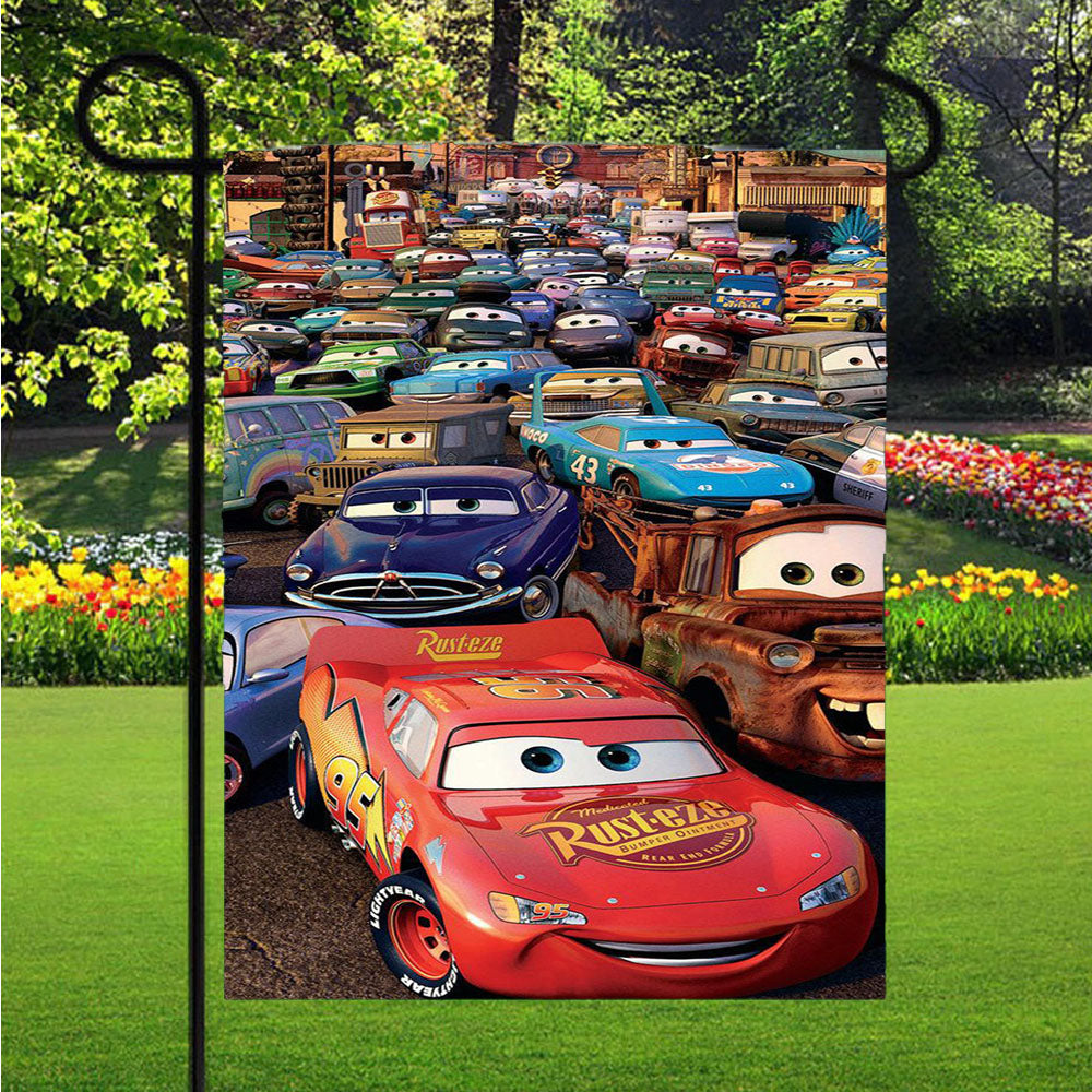 Cars Cartoon Movie Garden Flags Lawn 12 X 18 Inch