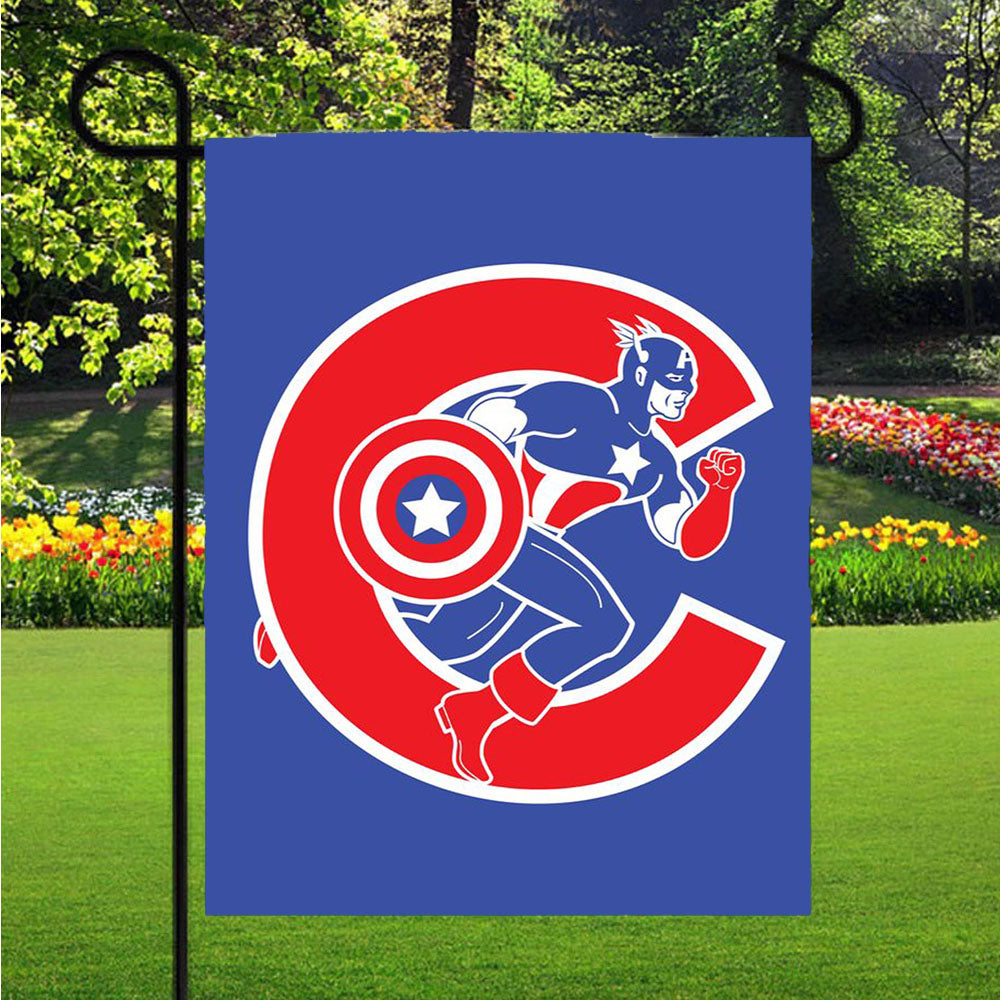 Chicago Cubs Captain America Garden Flags Lawn 12 X 18 Inch