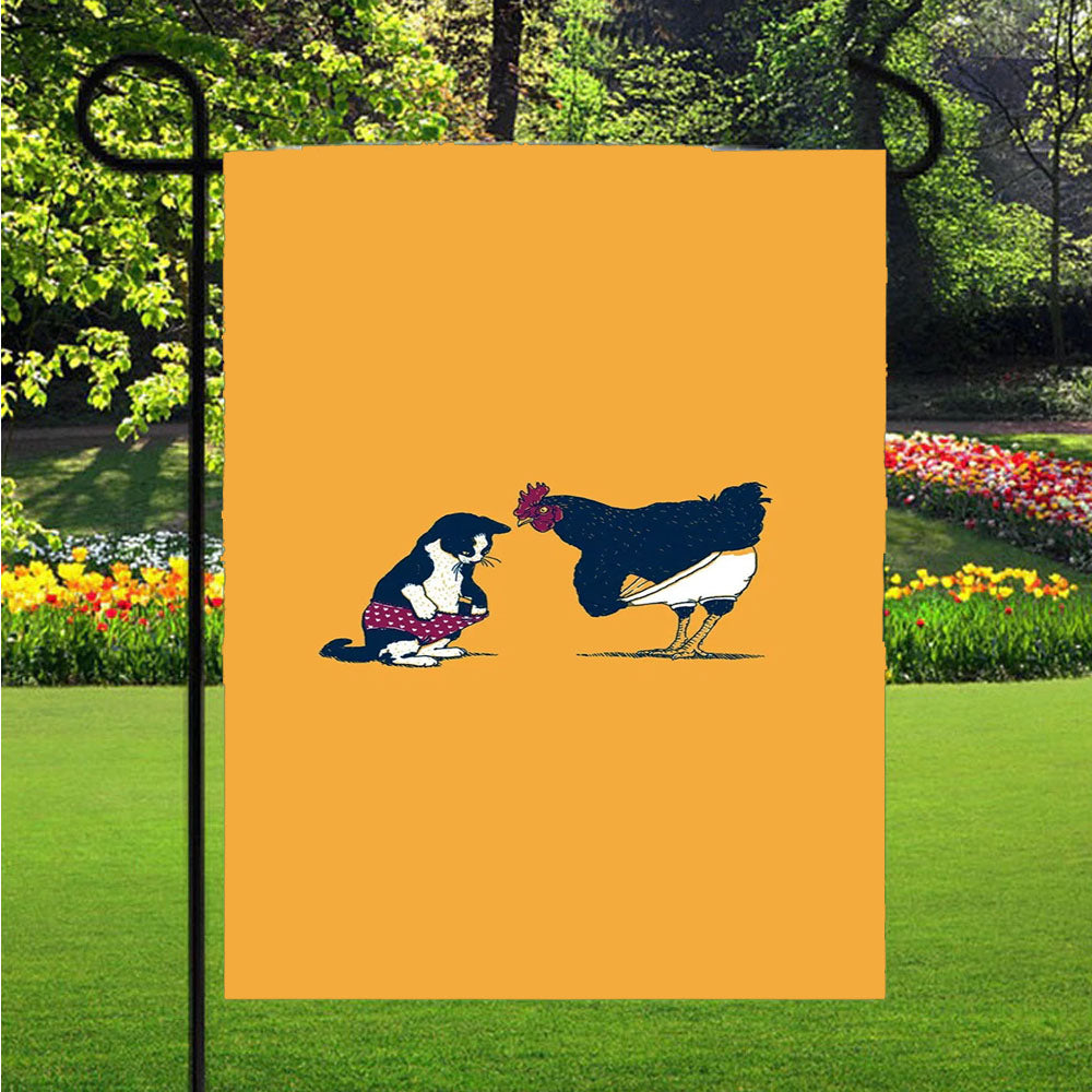 Chicken And Cat Wallpaper Garden Flags Lawn 12 X 18 Inch