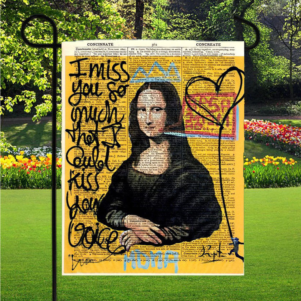 Contemporary Art Of Monalisa Basquiat Style Garden Flags Lawn 12 X 18 Inch