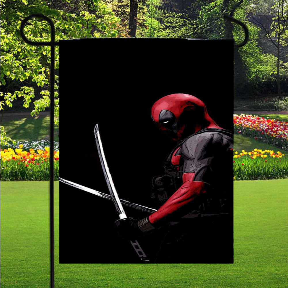 Dark Deadpool Swords Garden Flags Lawn 12 X 18 Inch