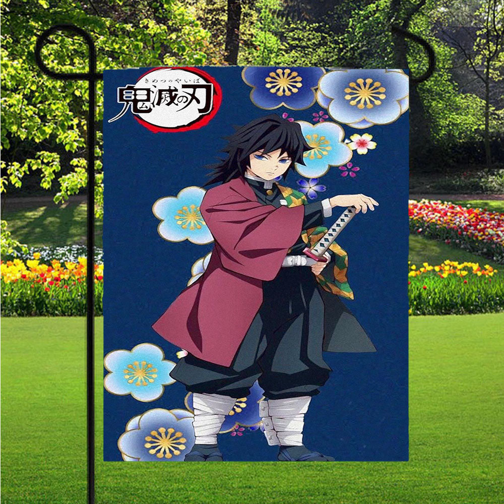 Demon Slayer Water Pillar Giyu Tomioka Garden Flags Lawn 12 X 18 Inch