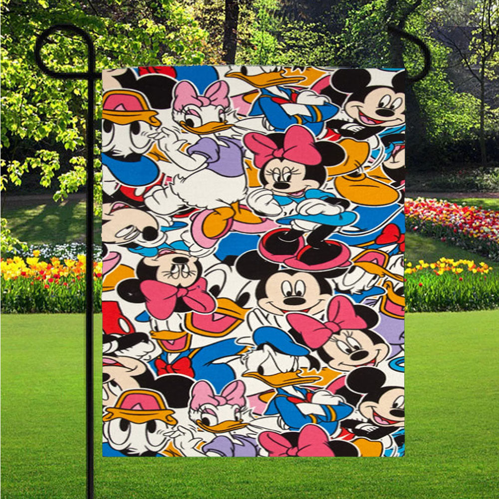 Disney Mickey Mouse Family Sticker Bomb Garden Flags Lawn 12 X 18 Inch