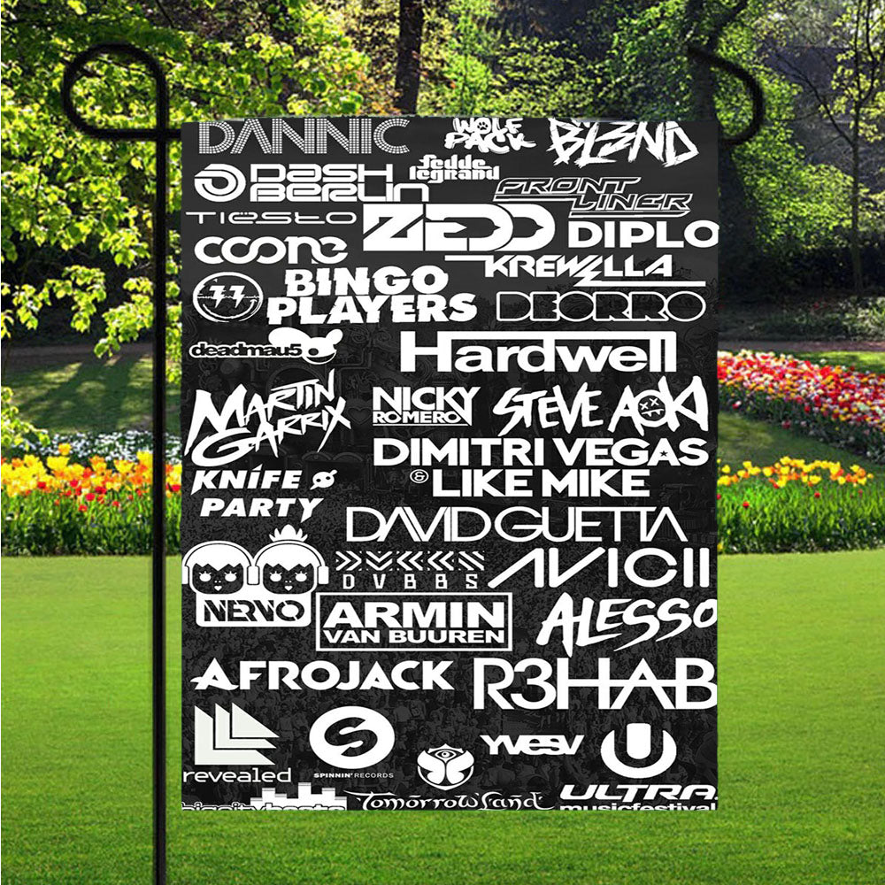 Dj Logo Collage Garden Flags Lawn 12 X 18 Inch
