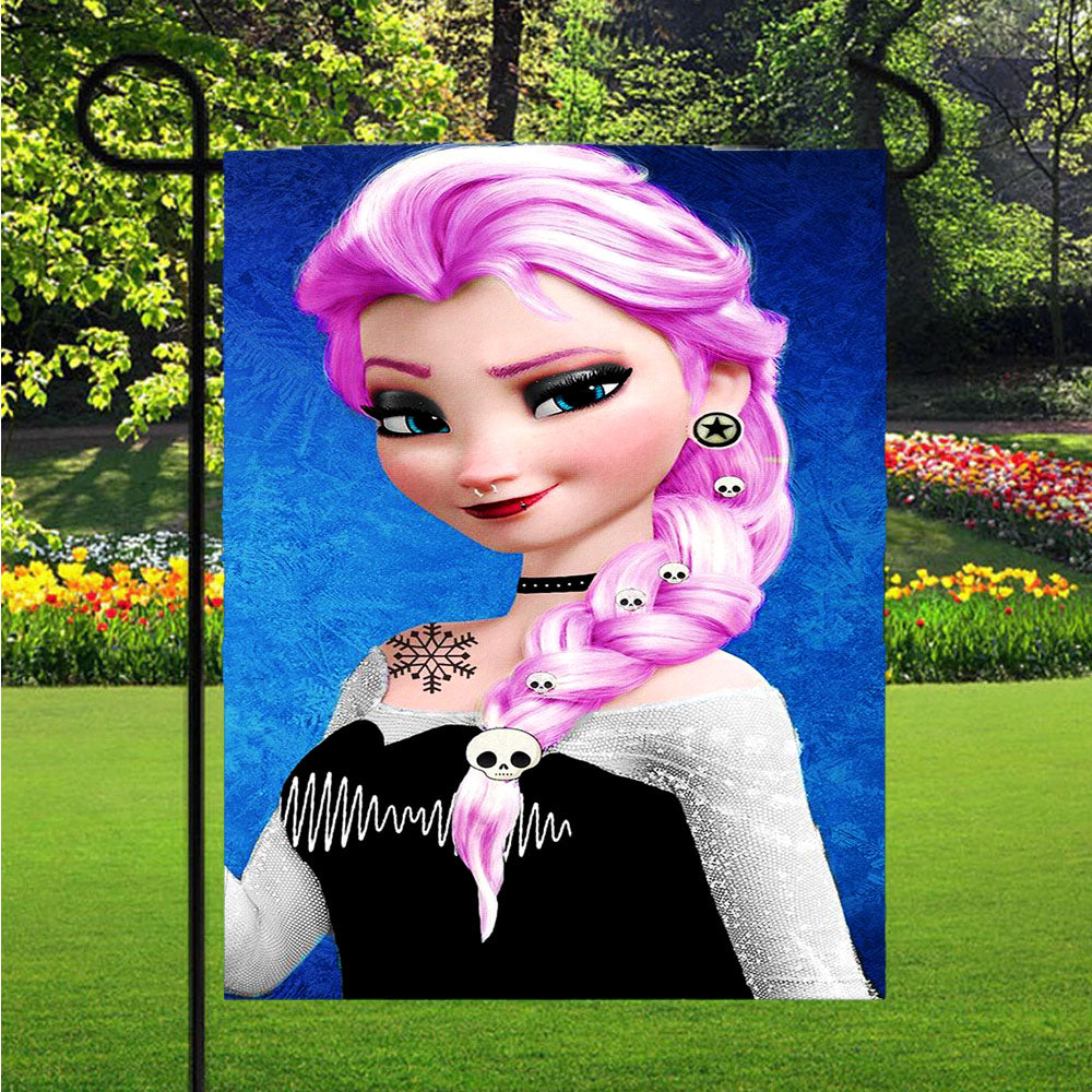 Elsa Frozen Art Tattoo Swag Garden Flags Lawn 12 X 18 Inch