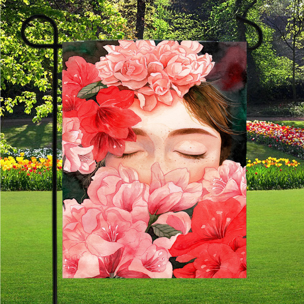 Flower Crown Girl Garden Flags Lawn 12 X 18 Inch