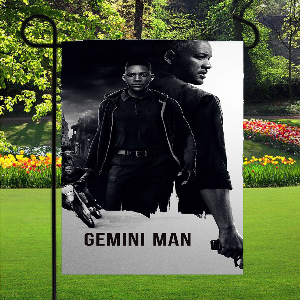 Gemini Man Black White Movie Poster Garden Flags Lawn 12 X 18 Inch