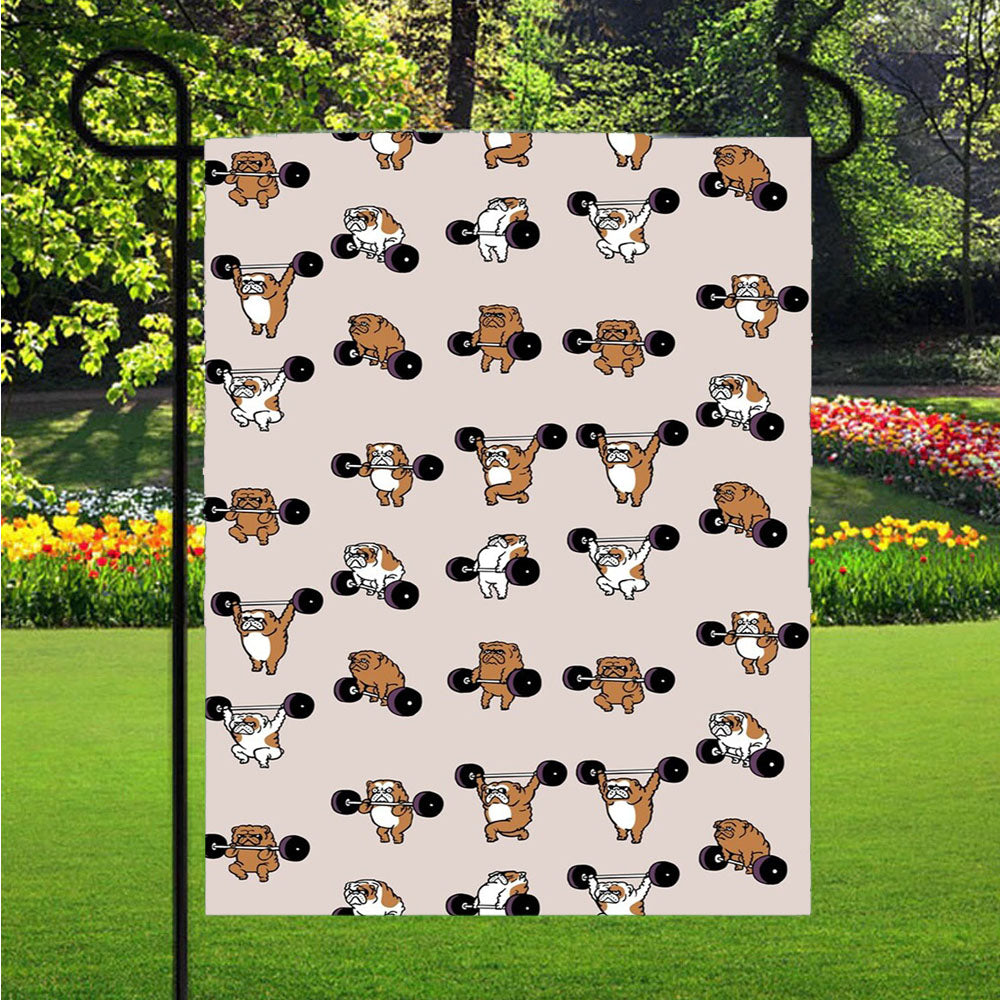 Gym Olympic Lifting English Bulldog Garden Flags Lawn 12 X 18 Inch