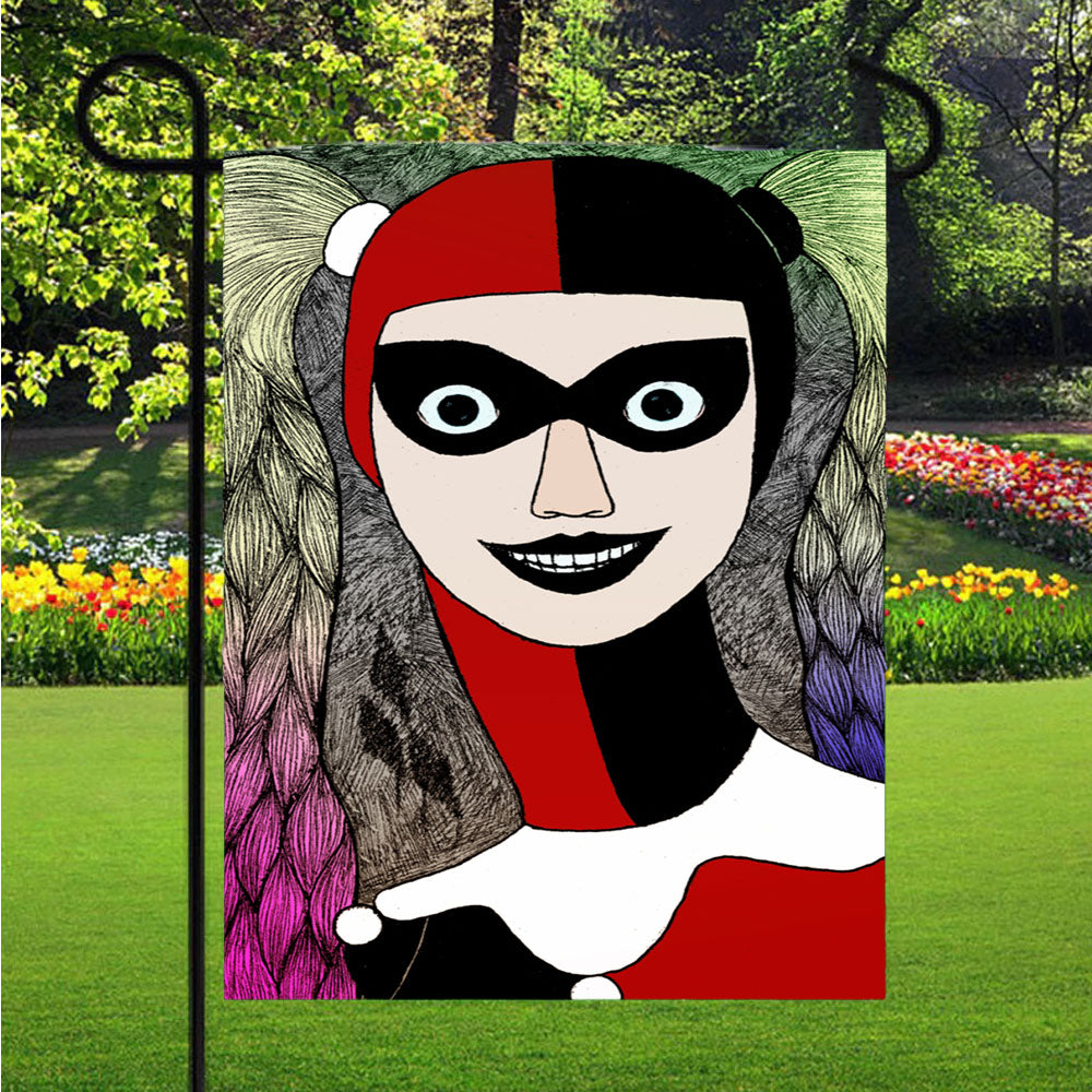 Harley Quinn Drawing Garden Flags Lawn 12 X 18 Inch