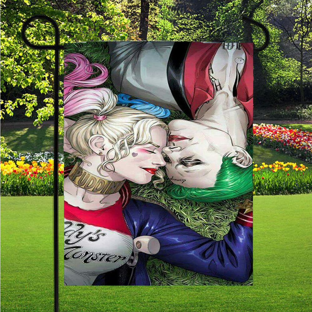 Harley Quinn Joker Couple Garden Flags Lawn 12 X 18 Inch