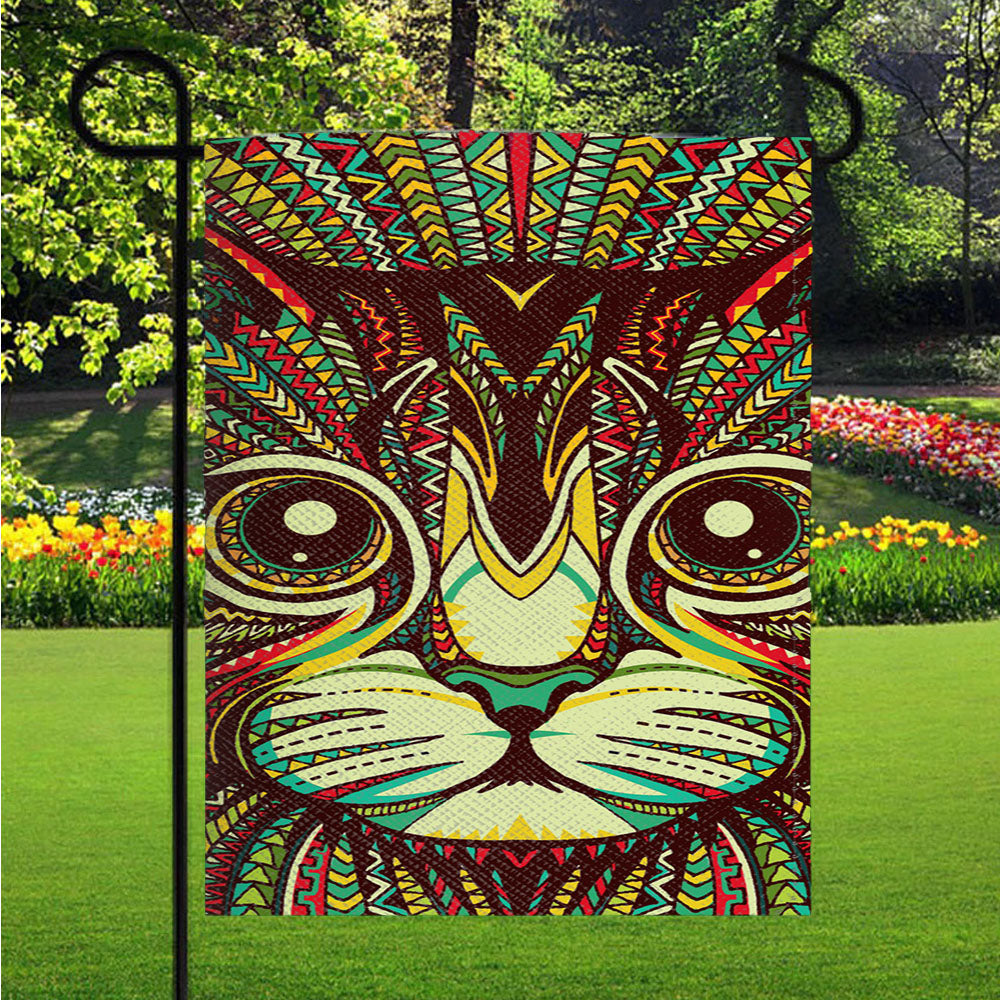 Kitten Aztec Pattern Garden Flags Lawn 12 X 18 Inch