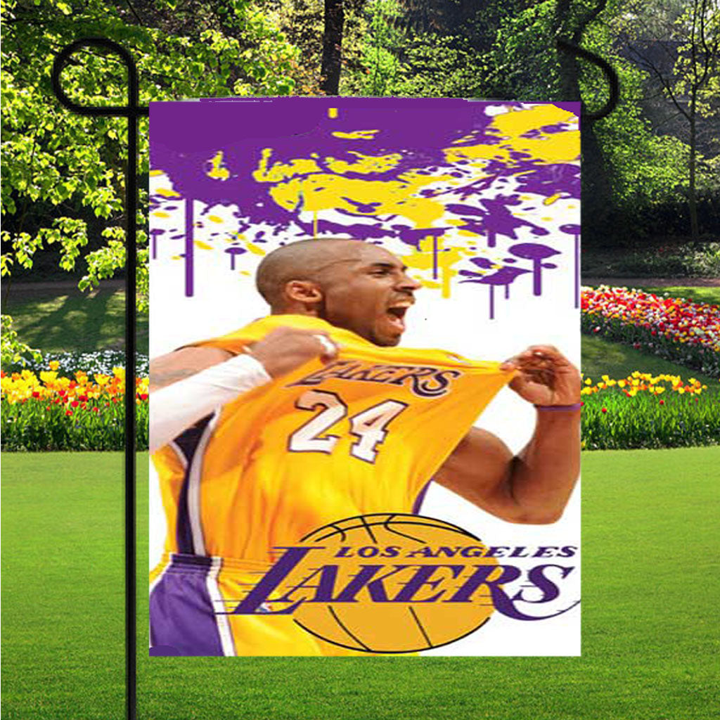 La Lakers Kobe Paint Splatter Garden Flags Lawn 12 X 18 Inch