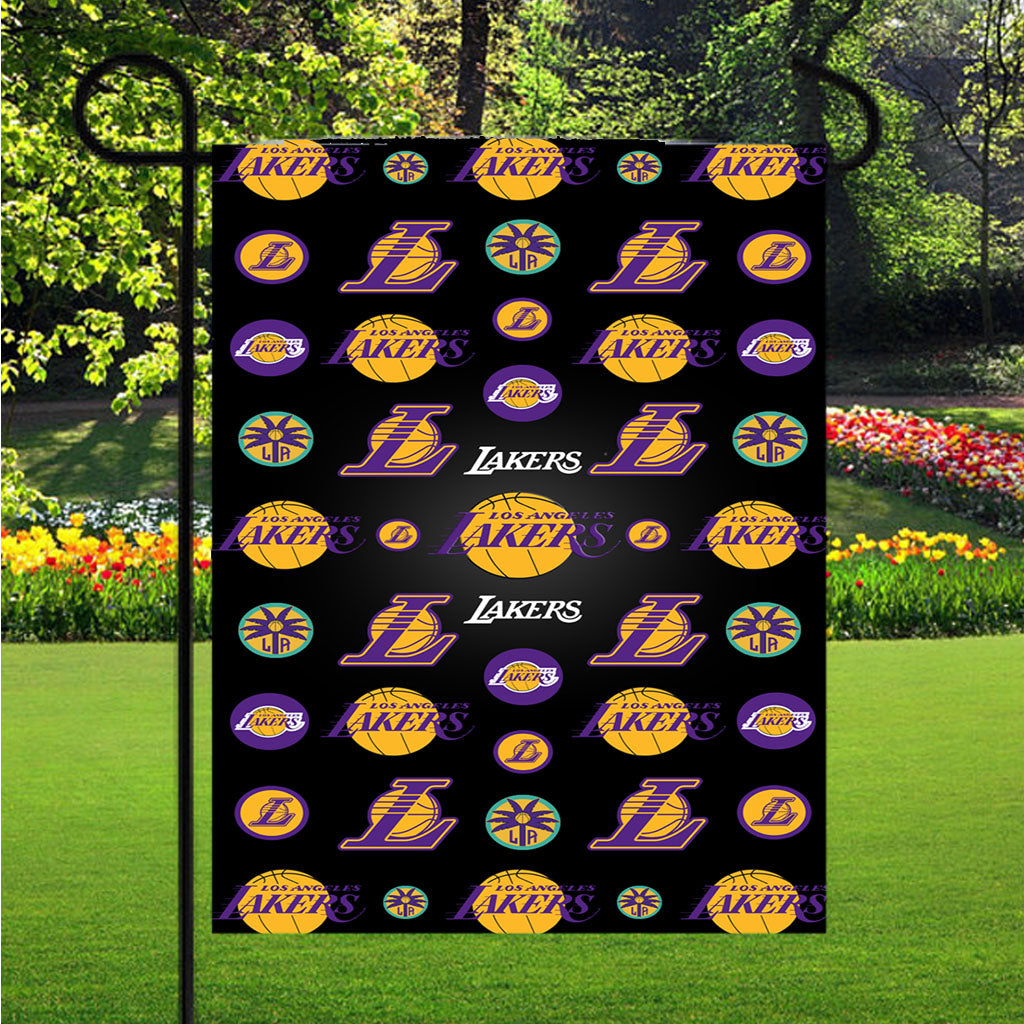 Los Angeles Lakers Logo Pattern Garden Flags Lawn 12 X 18 Inch