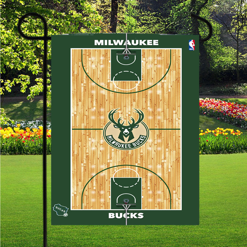 Milwaukee Bucks Basketball Court Garden Flags Lawn 12 X 18 Inch