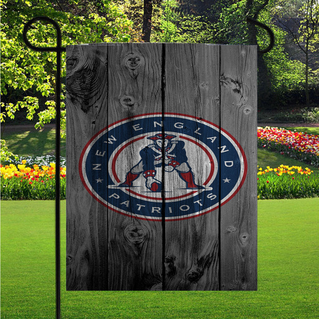 New England Patriots Throwback Logo Dark Wood Wallpaper Garden Flags Lawn 12 X 18 Inch
