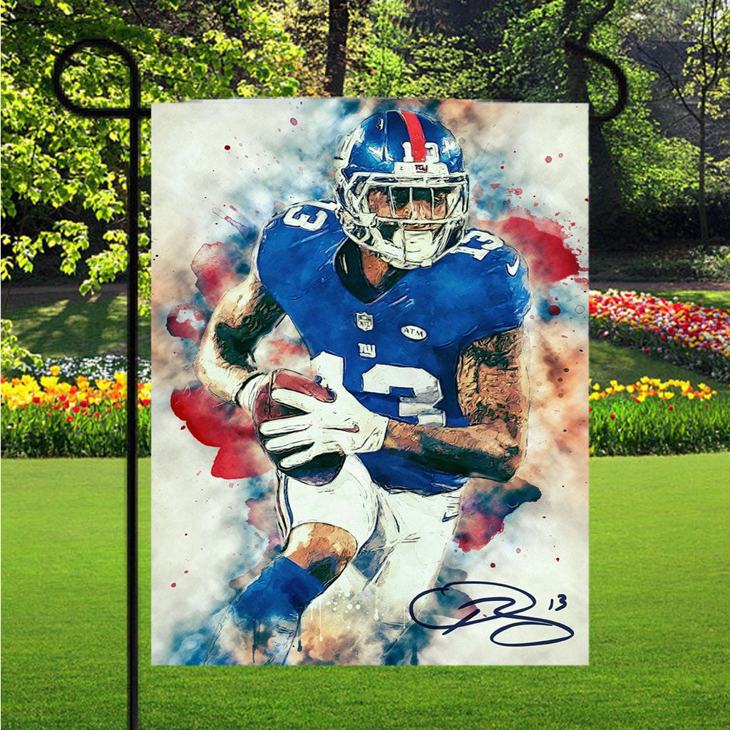 Odell Beckham Jr Signature Painting Garden Flags Lawn 12 X 18 Inch
