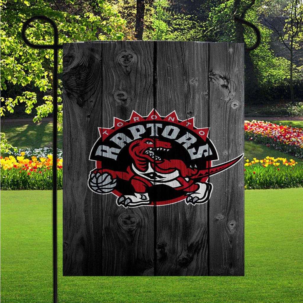Toronto Raptors Nba Logo Dark Wood Wallpaper Garden Flags Lawn 12 X 18 Inch