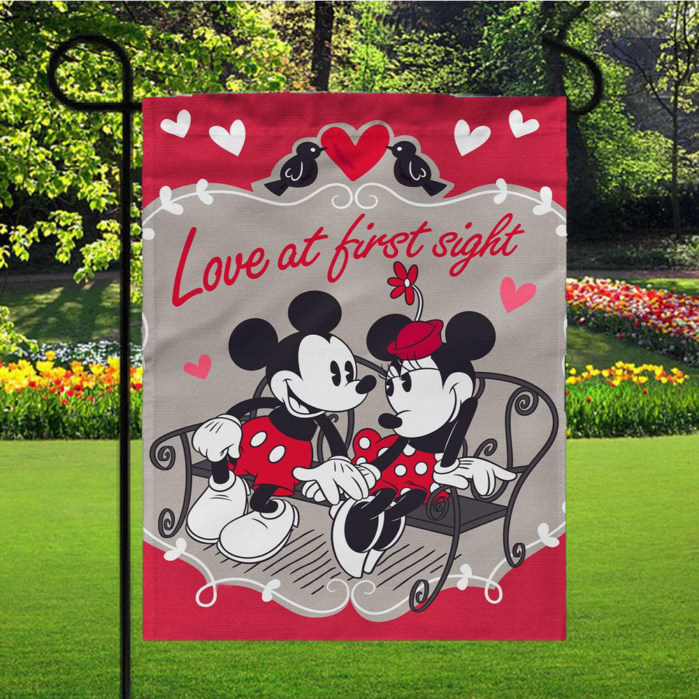 Mickey Mouse And Minnie Mouse Valentines Day Garden Flags Lawn 12 X 18 Inch