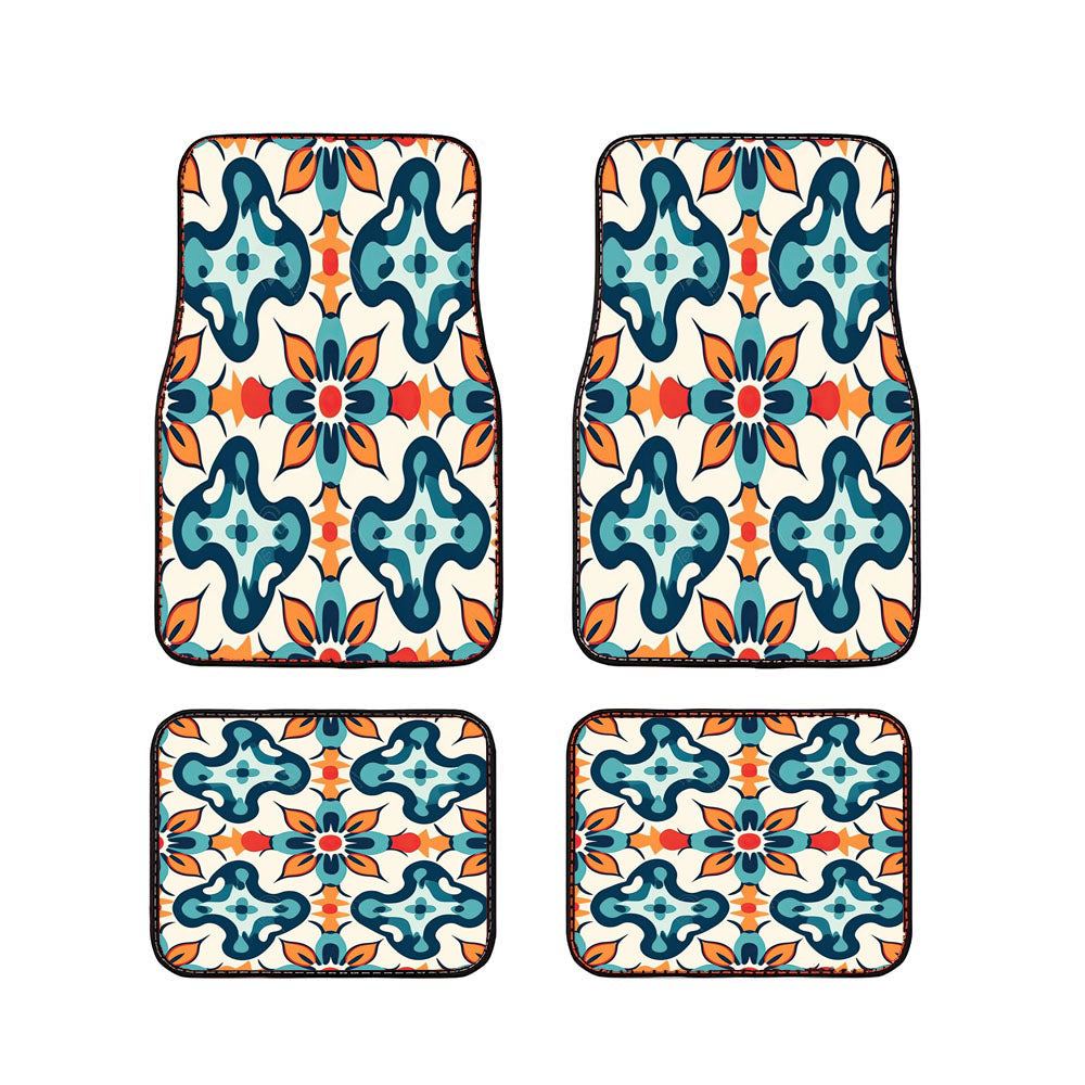 A Pattern With A Flower And Leaves. Car Floor Mats Accessories