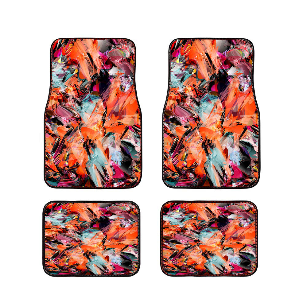 Abstract Feathers Color Orange Car Floor Mats Accessories