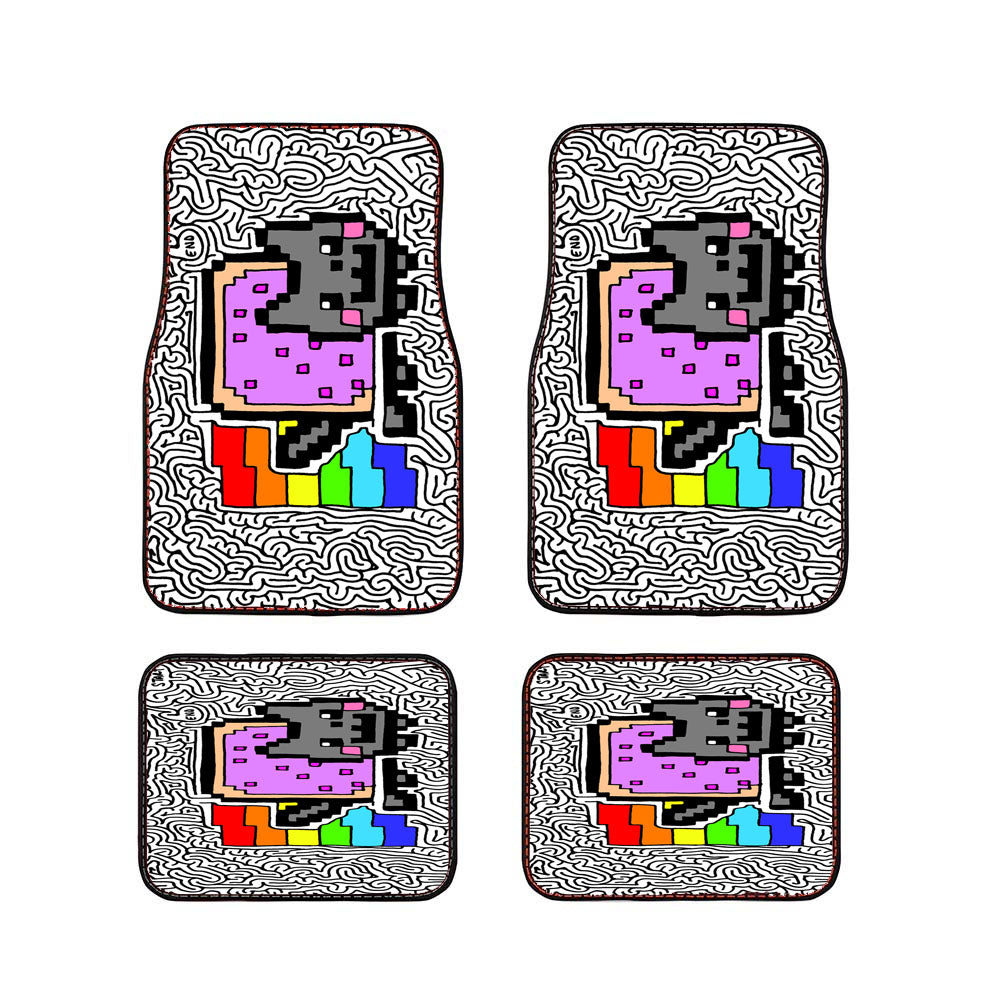 Abstract Rainbow Cute Cat Car Floor Mats Accessories