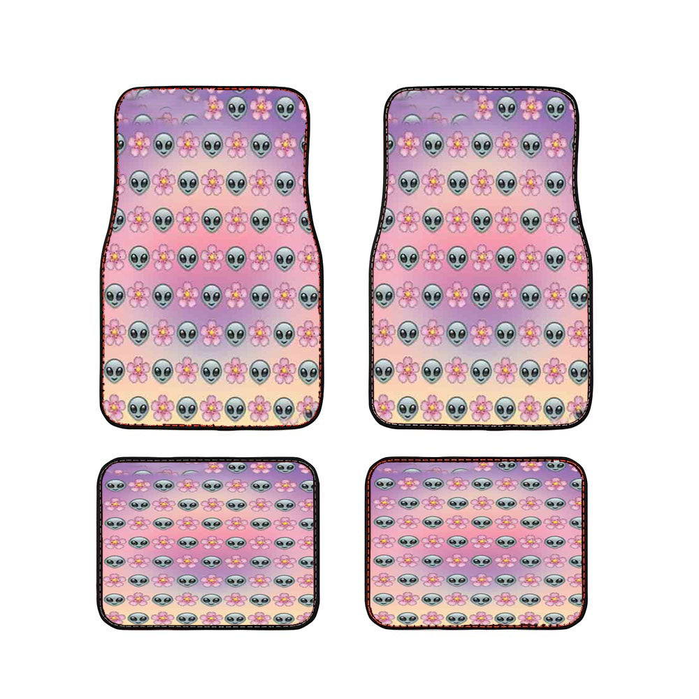 Alien Emoji Flower Car Floor Mats Accessories