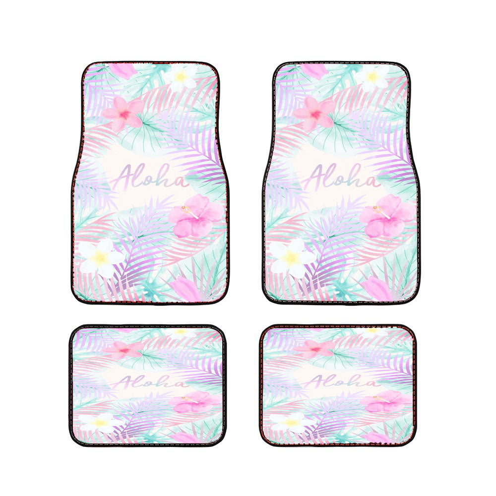 Aloha Leaf And Flower Wallpaper Car Floor Mats Accessories