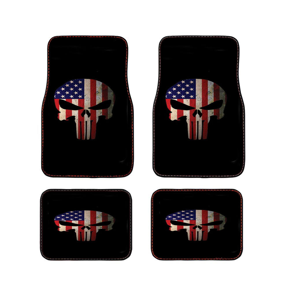 American Flag Punisher Skull Vintage Usa Cool Car Floor Mats Accessories