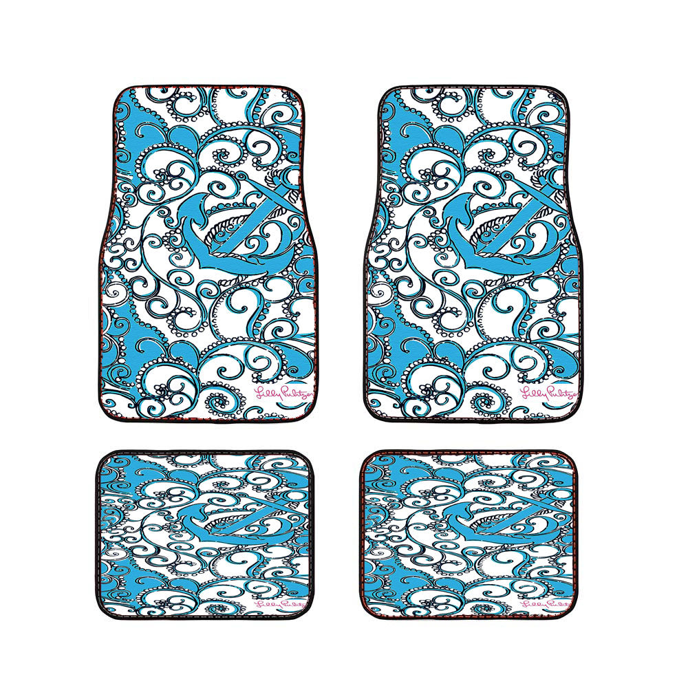 Anchor Pattern Carving Blue Lilly Pulitzer Car Floor Mats Accessories