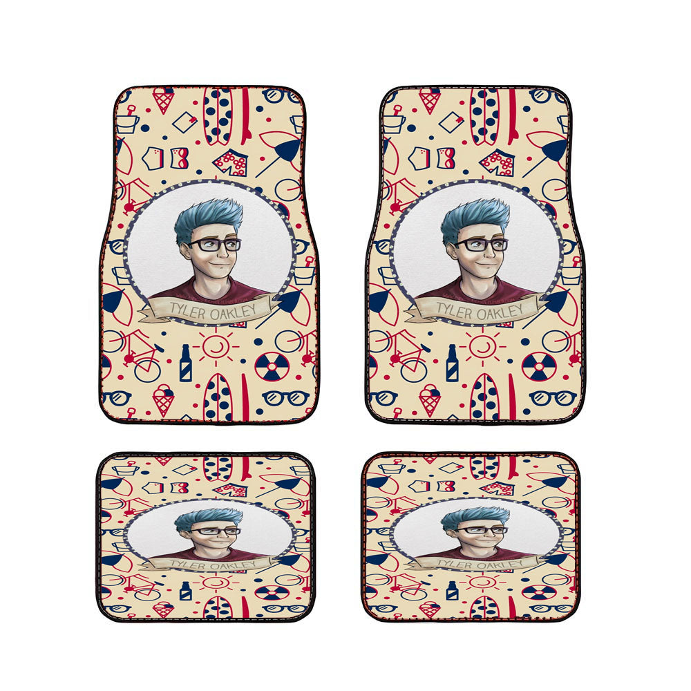 Animated Tyler Oakley Beach Themed Wallpaper Car Floor Mats Accessories