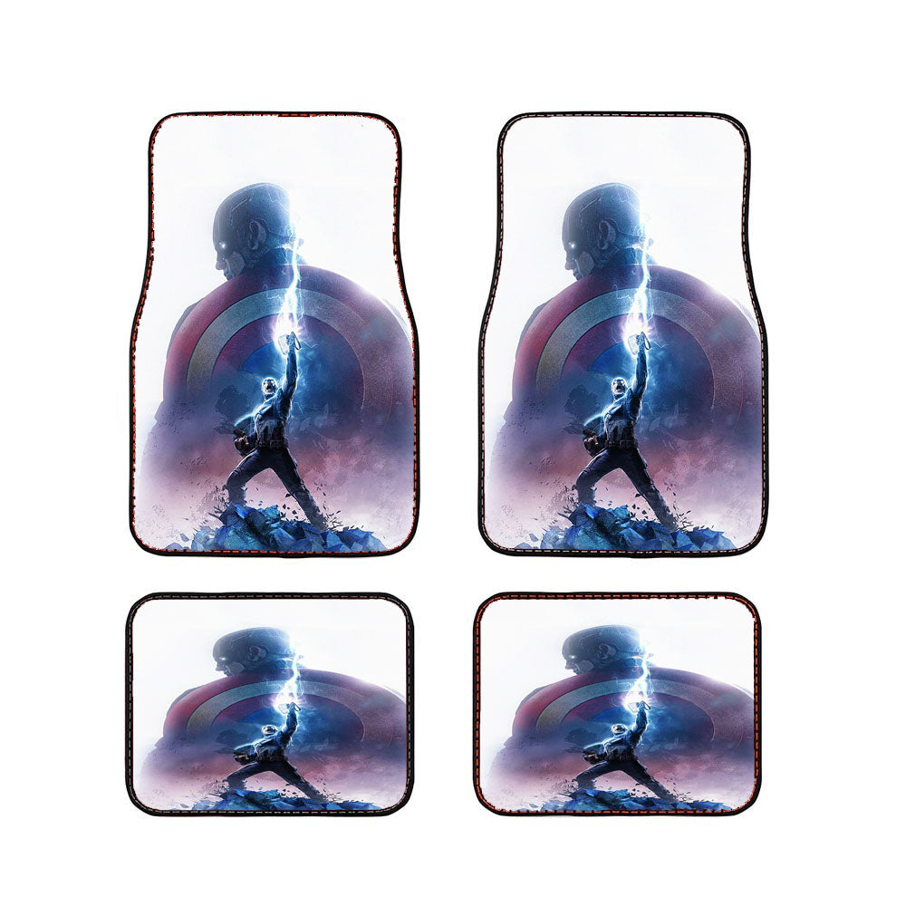 Avengers Endgame Captain America Thor Hammer Lightning Car Floor Mats Accessories