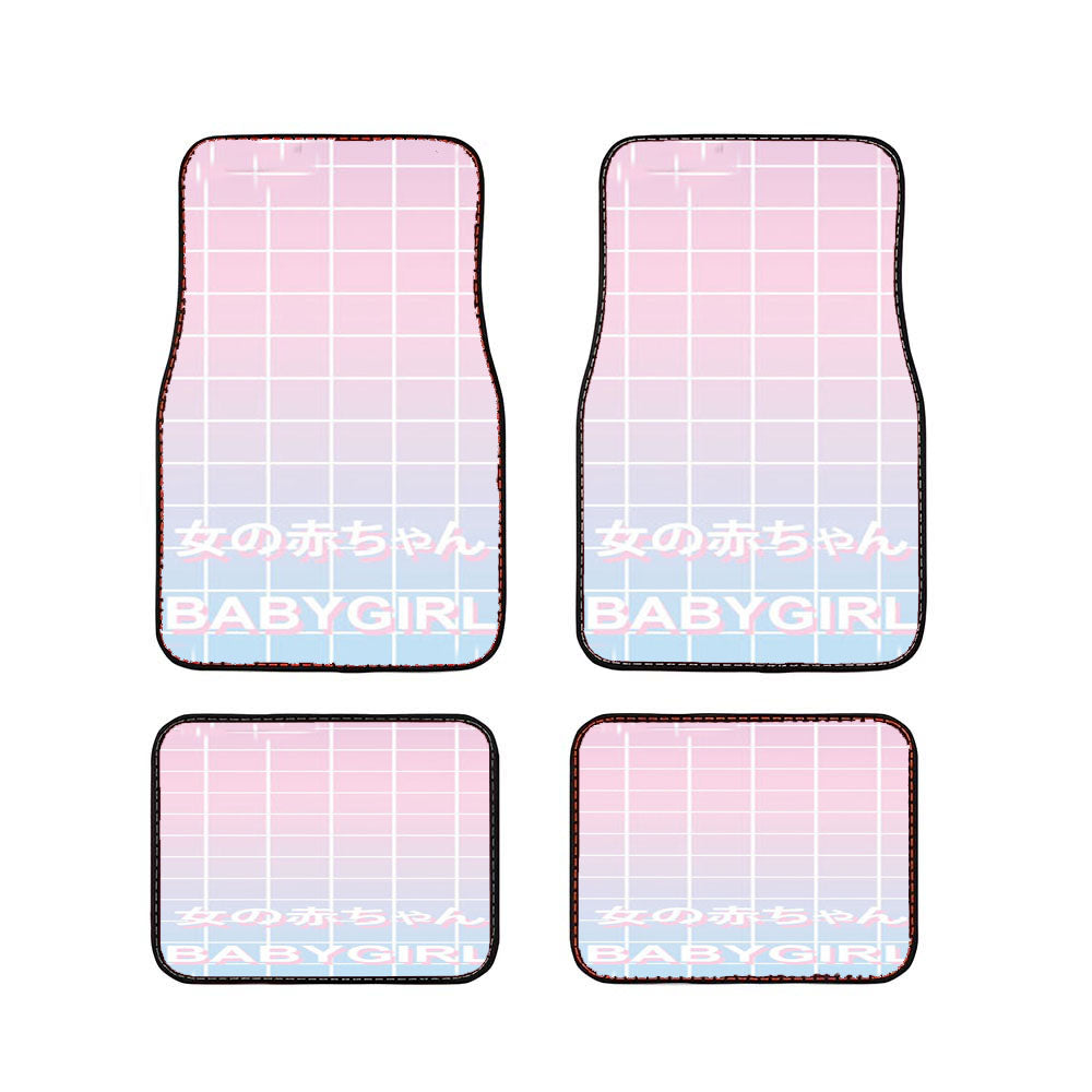 Babygirl Pastel Grid Aesthetics Car Floor Mats Accessories
