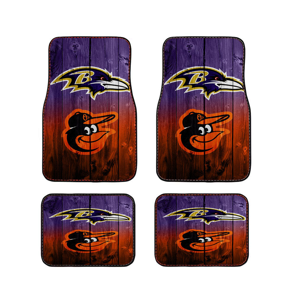 Baltimore Ravens Nfl Orioles Mlb Logo Dark Wood Car Floor Mats Accessories