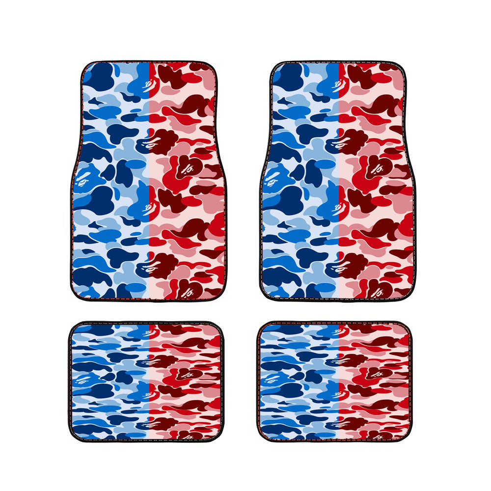 Bape Camo Blue Red Car Floor Mats Accessories