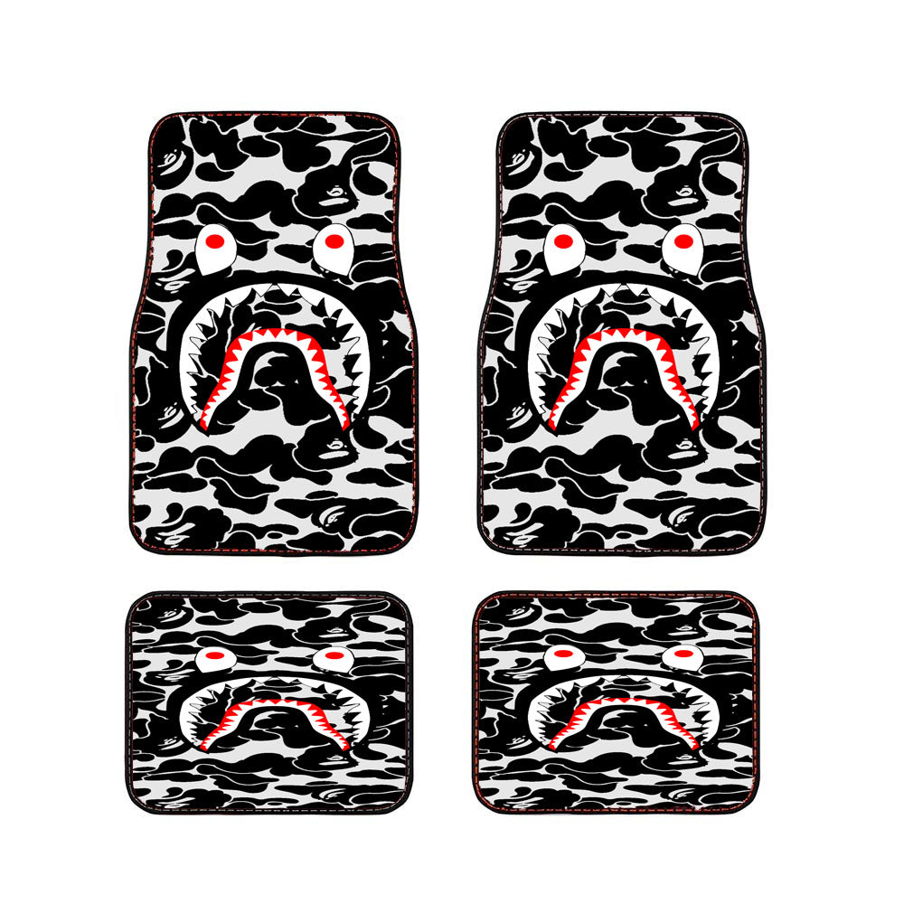 Bape Camo Shark Black Car Floor Mats Accessories