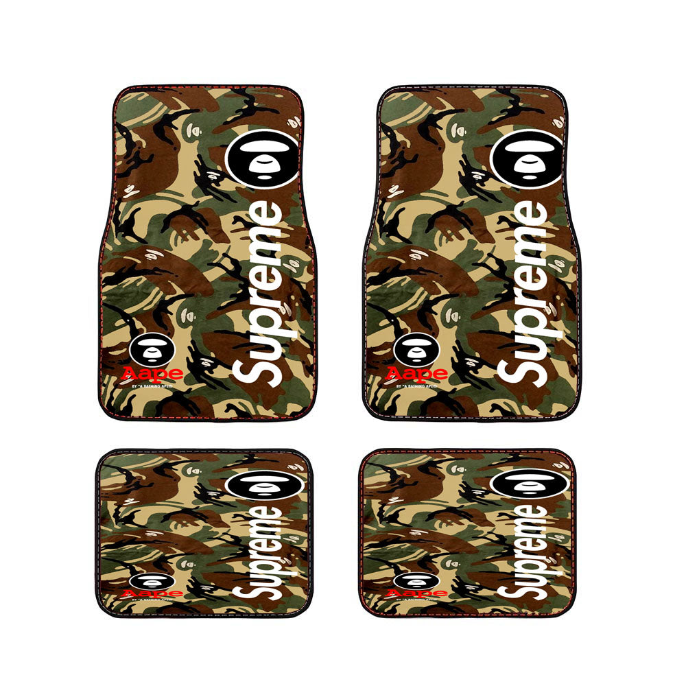 Bape Camo Shark Face Logo Green 2 Car Floor Mats Accessories