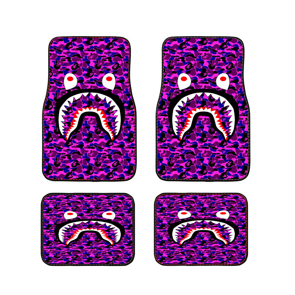 Bape Camo Shark Purple Car Floor Mats Accessories
