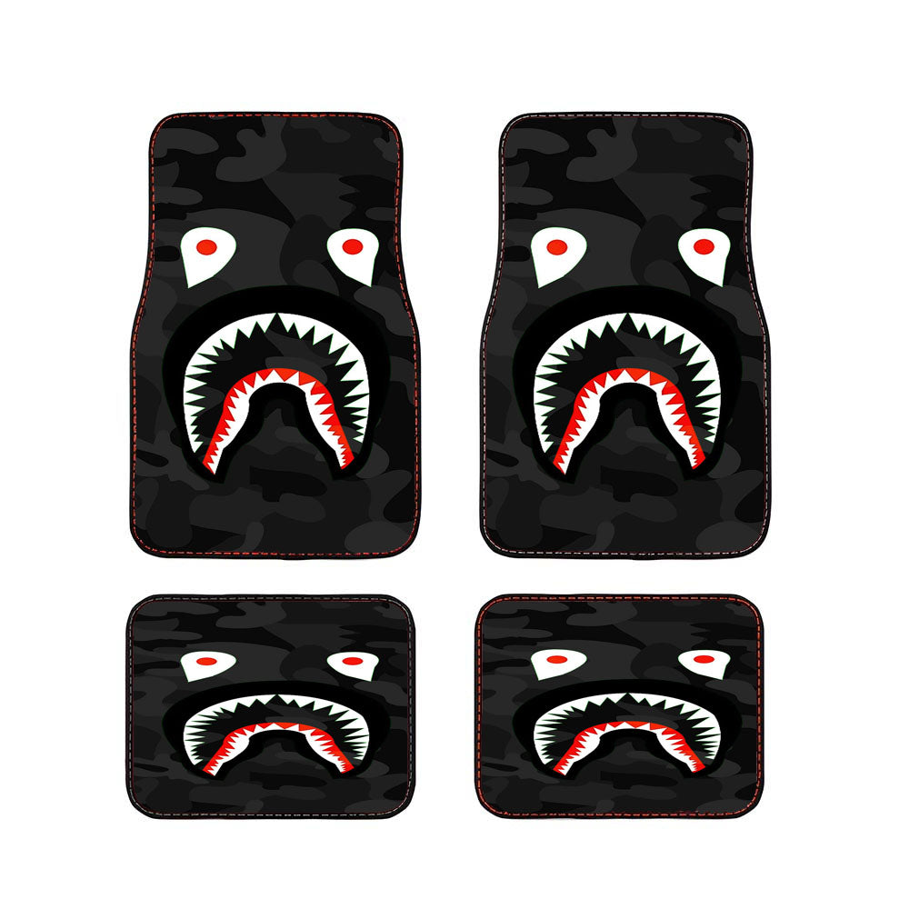 Bape Face Shark Black Camo Car Floor Mats Accessories