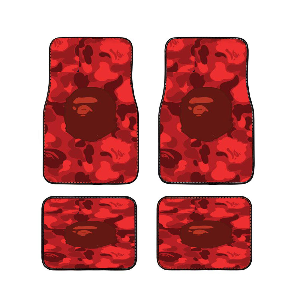Bape Logo Red Matte Car Floor Mats Accessories