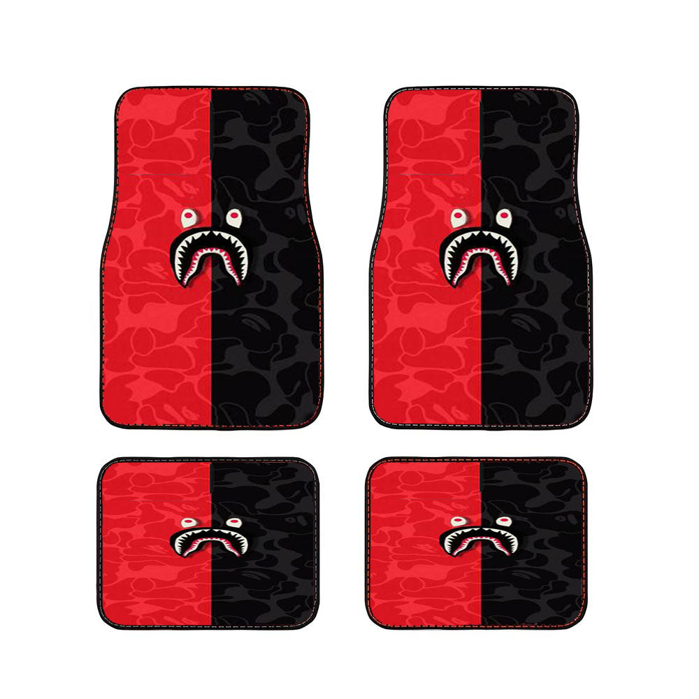Bape Shark Red Camo Simple Car Floor Mats Accessories