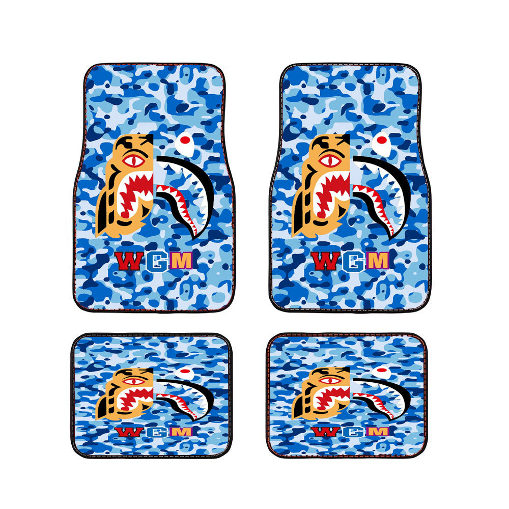 Bape Tiger Shark Blue Car Floor Mats Accessories
